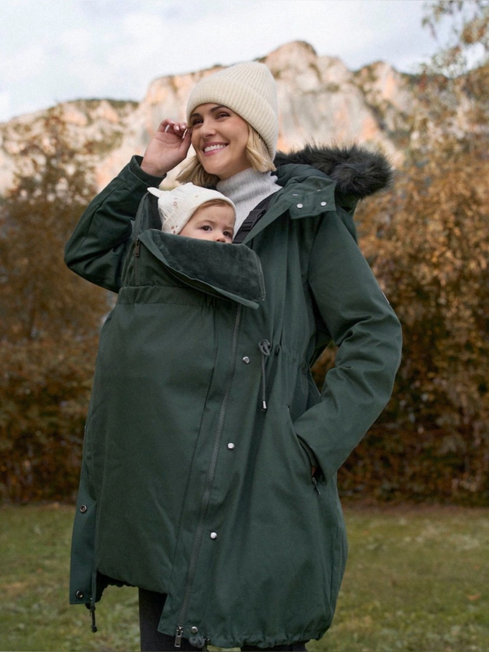 NWT Seraphine Maternity Zorah size 4 khaki green babywearing down lined parka